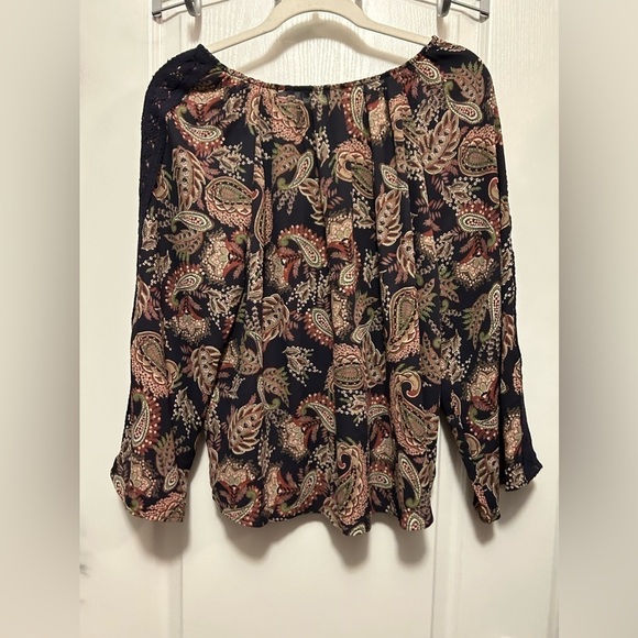 Collective Concepts paisley Blouse women’s Size XL boho keyhole crochet lace - Picture 12 of 16